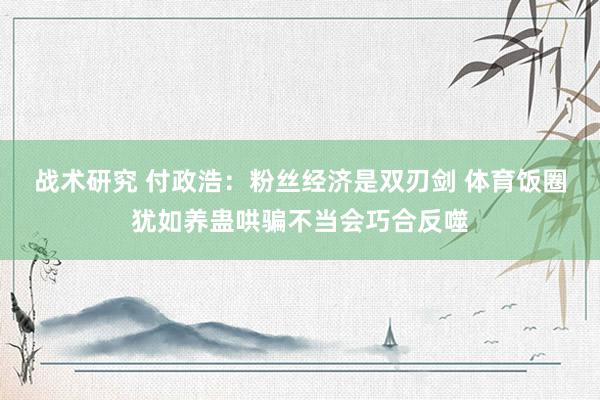 战术研究 付政浩：粉丝经济是双刃剑 体育饭圈犹如养蛊哄骗不当会巧合反噬