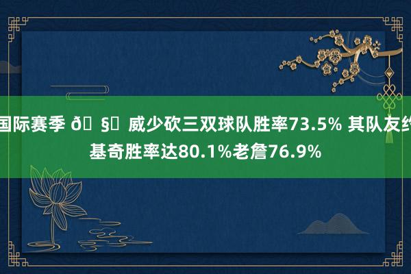 国际赛季 🧐威少砍三双球队胜率73.5% 其队友约基奇胜率达80.1%老詹76.9%