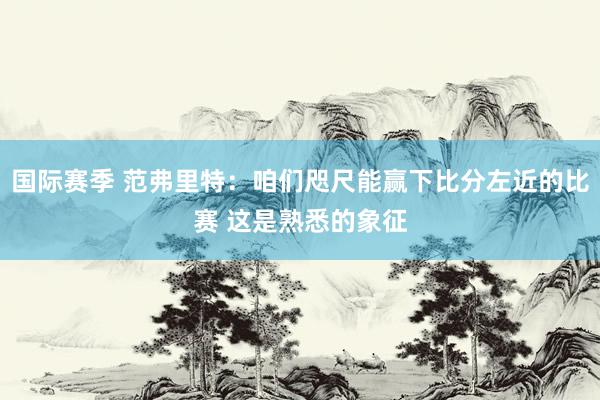 国际赛季 范弗里特：咱们咫尺能赢下比分左近的比赛 这是熟悉的象征