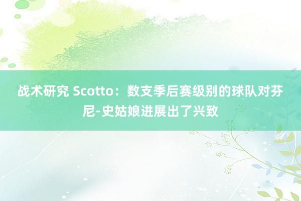 战术研究 Scotto：数支季后赛级别的球队对芬尼-史姑娘进展出了兴致