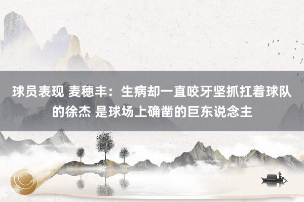 球员表现 麦穗丰：生病却一直咬牙坚抓扛着球队的徐杰 是球场上确凿的巨东说念主