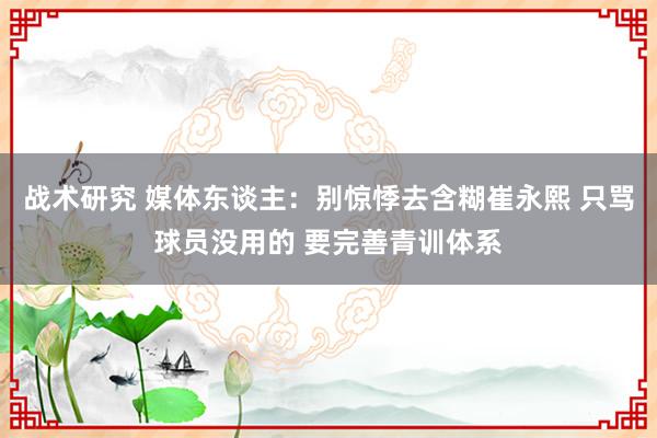 战术研究 媒体东谈主：别惊悸去含糊崔永熙 只骂球员没用的 要完善青训体系