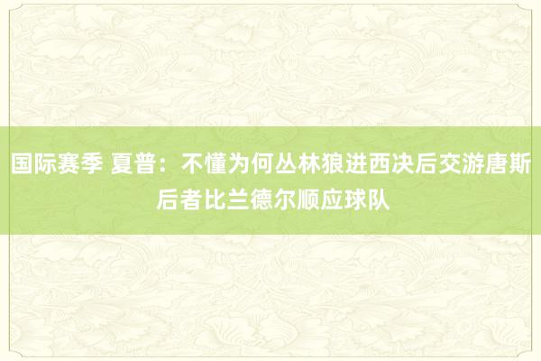 国际赛季 夏普：不懂为何丛林狼进西决后交游唐斯 后者比兰德尔顺应球队