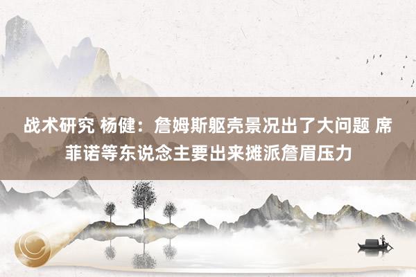 战术研究 杨健：詹姆斯躯壳景况出了大问题 席菲诺等东说念主要出来摊派詹眉压力