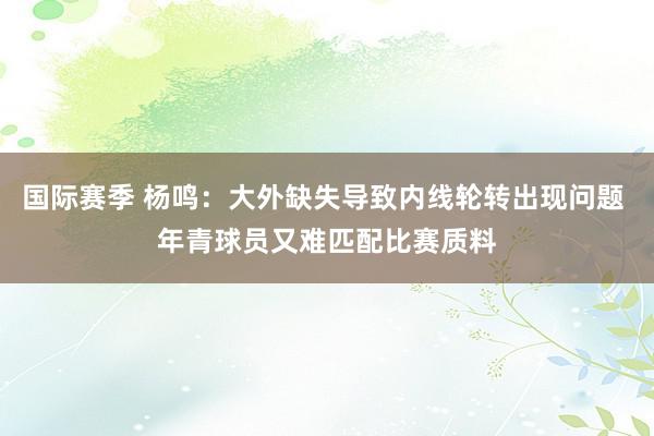 国际赛季 杨鸣：大外缺失导致内线轮转出现问题 年青球员又难匹配比赛质料