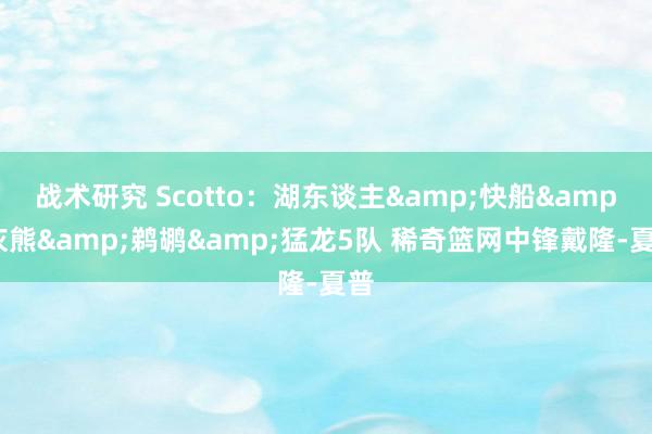 战术研究 Scotto：湖东谈主&快船&灰熊&鹈鹕&猛龙5队 稀奇篮网中锋戴隆-夏普