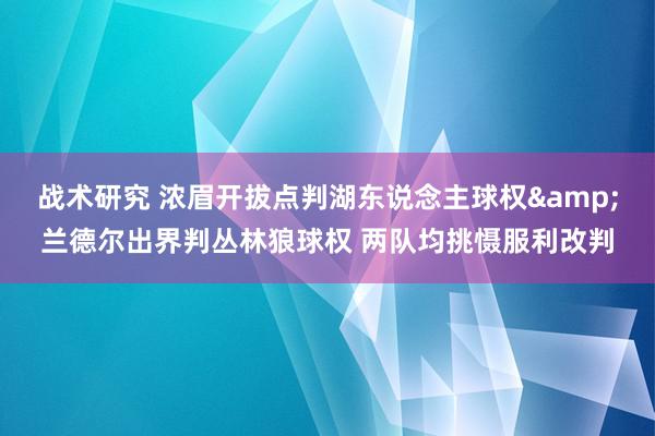 战术研究 浓眉开拔点判湖东说念主球权&兰德尔出界判丛林狼球权 两队均挑慑服利改判