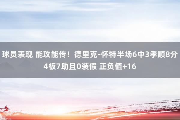 球员表现 能攻能传！德里克-怀特半场6中3孝顺8分4板7助且0装假 正负值+16